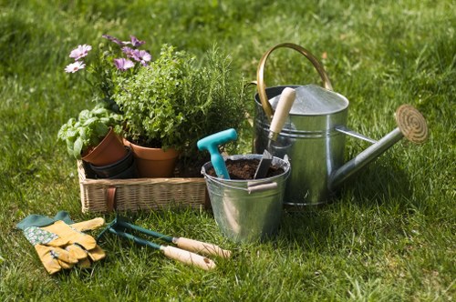 Landscape gardening in Norbiton featuring hard landscaping and greenery